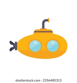 Porthole submarine icon flat vector. Sea ship. Cute marine isolated