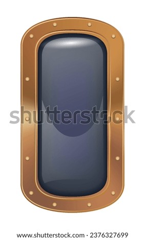 Porthole window icon. Safe round metalic spaceship illuminator decent. Vector steel window hole. Cruise aircraft porthole or fuselage cabin window
