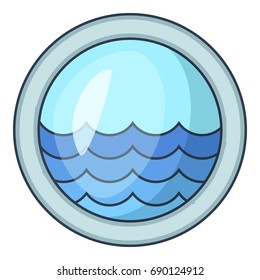 Porthole window of sailing ships icon. Cartoon illustration of porthole window of sailing ships vector icon for web design