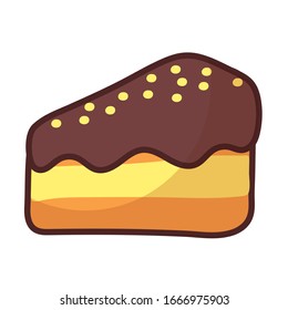 portion of birthday cake on white background vector illustration design