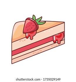 portion of birthday cake on white background vector illustration design