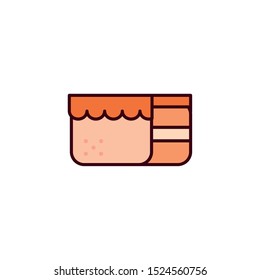portion of birthday cake in white background vector illustration design