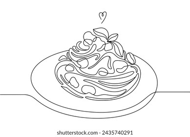 Eine Portion Carbonara. Köstliches italienisches Gericht in Form von Spaghetti mit Sauce, Käse und Guanciale. Vektorgrafik. Bilder, die in keiner Phase ohne Verwendung irgendeiner Form von KI-Software erstellt wurden.