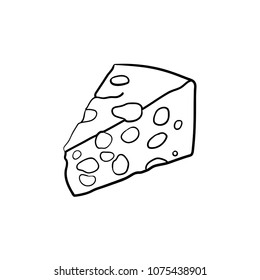 Portion of cheese hand drawn outline doodle icon. Healthy dairy product - cheese vector sketch illustration for print, web, mobile and infographics isolated on white background.