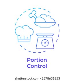 Portion control blue gradient concept icon. Dished cooking strategy. Restaurant business. Round shape line illustration. Abstract idea. Graphic design. Easy to use in promotional material