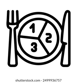 portion control obesity overweight line icon vector. portion control obesity overweight sign. isolated contour symbol black illustration