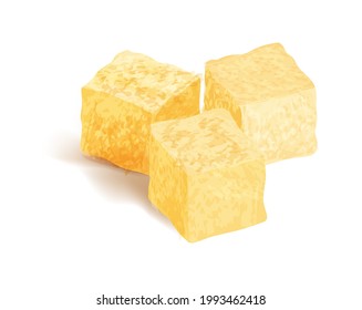 Portion of cracker or crouton isolated on white background