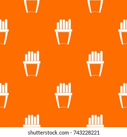 Portion of french fries pattern repeat seamless in orange color for any design. Vector geometric illustration