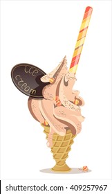 Portion of ice cream in the cup.
