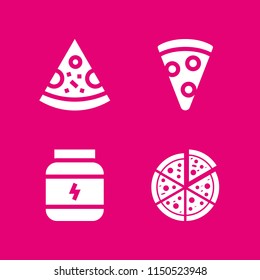 portion icon. 4 portion set with protein and pizza vector icons for web and mobile app