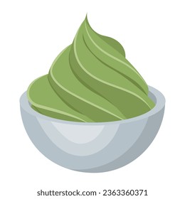 A portion of pickled ginger in a plate, horseradish, mustard for sushi, Asian cuisine. Vector illustration