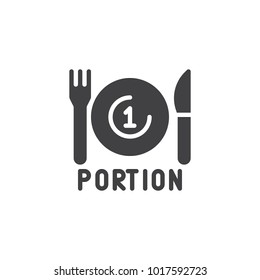 Portion plate with fork and knife icon vector, filled flat sign, solid pictogram isolated on white. Symbol, logo illustration.