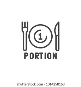 Portion plate with fork and knife line icon, outline vector sign, linear style pictogram isolated on white. Symbol, logo illustration. Editable stroke