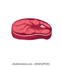 Portion roast pork leg butt, isolated meat chop, butchery shop and store assortment. Vector in flat style