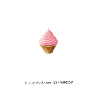 Portion of strawberry cartoon cake or brownie isolated on white background. Vector illustration