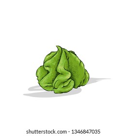 A portion of wasabi on a white background. Vector illustration. Sushi and rolls, Japanese cuisine.