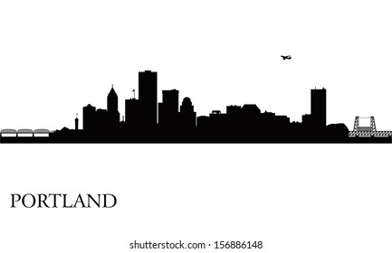 Portland city skyline silhouette background. Vector illustration