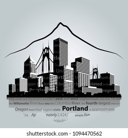 Portland city skyline. Vector illustration
