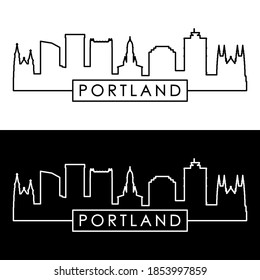 Portland, Maine skyline. Linear style. Editable vector file.