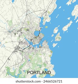 Portland, Maine, USA map poster art