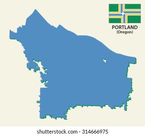 Portland Map With Flag