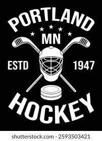 Portland Minnesota Ice Hockey Sticks Vintage Gift