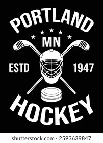 Portland Minnesota Ice Hockey Sticks Vintage Gift