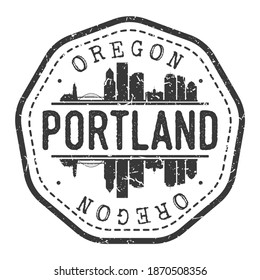 Portland, OR, USA Stamp Skyline Postmark. Silhouette Postal Passport. City Round Vector Icon. Vintage Postage Design.