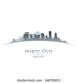 Portland Oregon city skyline silhouette. Vector illustration
