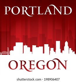 Portland Oregon city skyline silhouette. Vector illustration