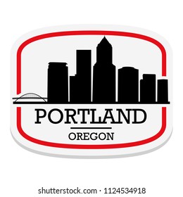 Portland Oregon Label Stamp Icon Skyline City Design Tourism.