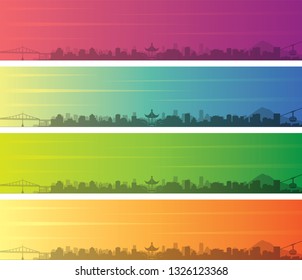 Portland Oregon Multiple Color Gradient Skyline Banner