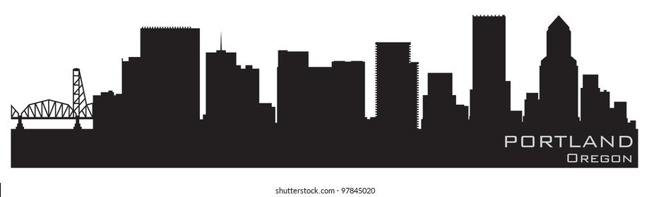 Portland, Oregon skyline. Detailed vector silhouette