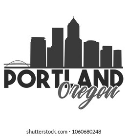 Portland Oregon Skyline Souvenir Travel Vector Art Design Tourism 