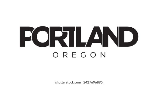 Portland, Oregon, USA typography slogan design. America logo with graphic city lettering for print and web products.