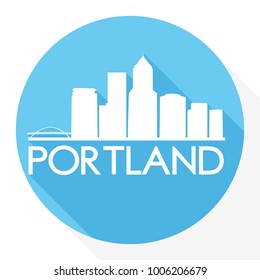 Portland Orlando USA Flat Icon Skyline Silhouette Design City Vector Art Famous Buildings Logo.