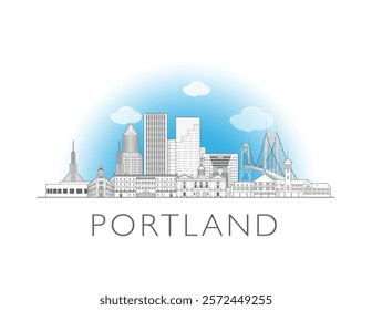 Portland skyline cityscape vector illustration