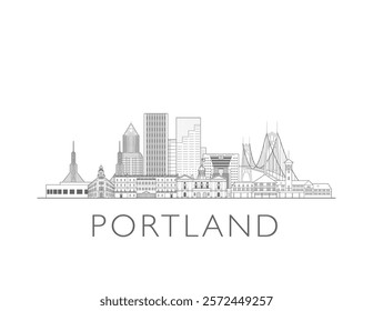 Portland skyline cityscape vector illustration