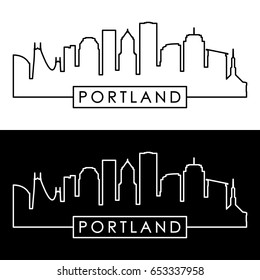 Portland skyline. Linear style. Editable vector file.