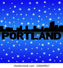 Skyline von Portland, reflektiert mit Schnee-Vektorgrafik