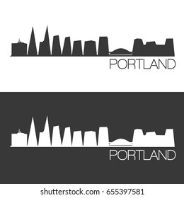 Portland Skyline Silhouette Abstract Design City Vector Art