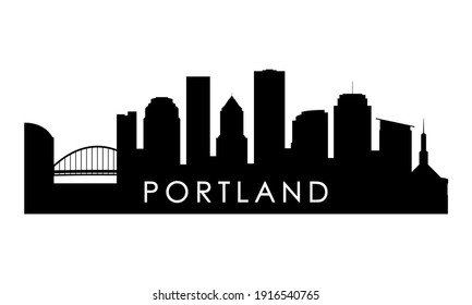 Silhouette de perfil de Portland. Diseño de la ciudad de Portland Negra aislado sobre fondo blanco. 