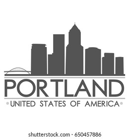 Portland Skyline Silhouette. Design City Vector Art. Landmark Banner Illustration.