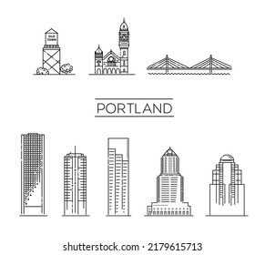 Portland Skyline. Vector Flat Illustration