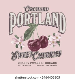 Portland Sweet Cherries Vector Graphic