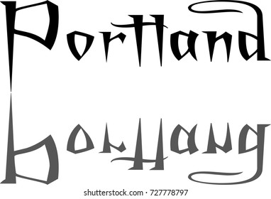 Portland text sign illustration on white Background