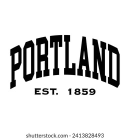 Diseño tipográfico Portland para casaca de béisbol con capucha de camiseta y otros usos vectores