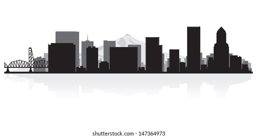 Portland USA city skyline silhouette vector illustration