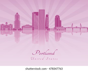 Portland V2 skyline in purple radiant orchid in editable vector file