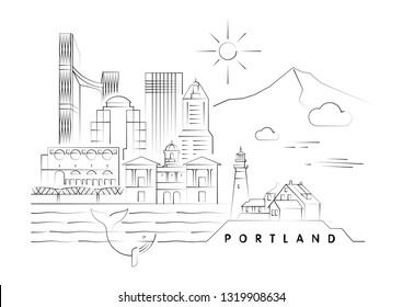 Portland vector illustration and typography design 